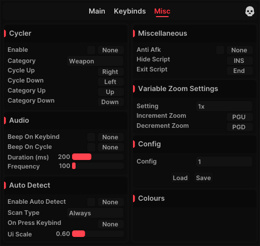 Gaming Enhancement Menu